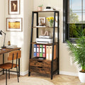 4-Tier Ladder Shelf with 2 Drawers 52.5 Inch Tall Freestanding Bookcase-Rustic Brown - Rustic Brown - Bookcases