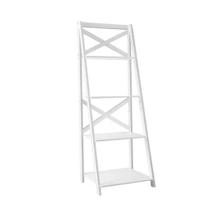 4-tier Leaning Free Standing Ladder Shelf Bookcase-White Costway