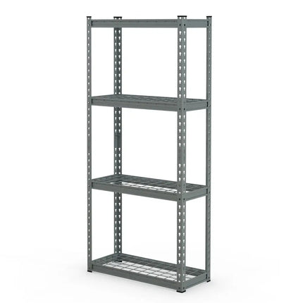 4-Tier Metal Shelving Unit with Anti-slip Foot Pad and Anti-tipping Device-Gray - Gray - Garages