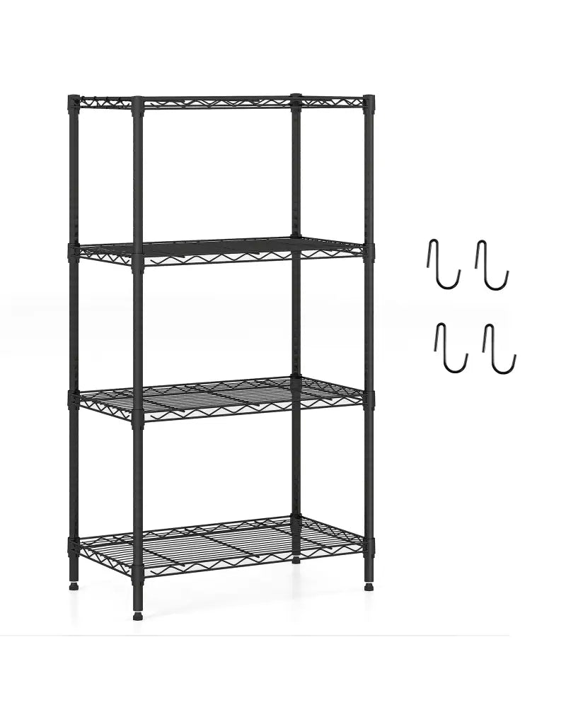 4-Tier Metal Storage Shelving Unit Set of 2 with V-Shaped Wire Rack-Black - Black - Garages