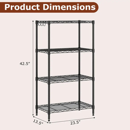 4-Tier Metal Storage Shelving Unit Set of 2 with V-Shaped Wire Rack-Black - Black - Garages