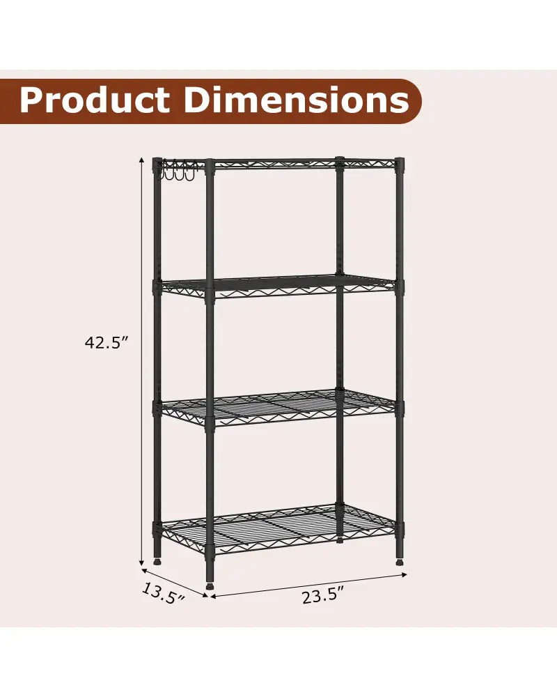 4-Tier Metal Storage Shelving Unit Set of 2 with V-Shaped Wire Rack-Black - Black - Garages