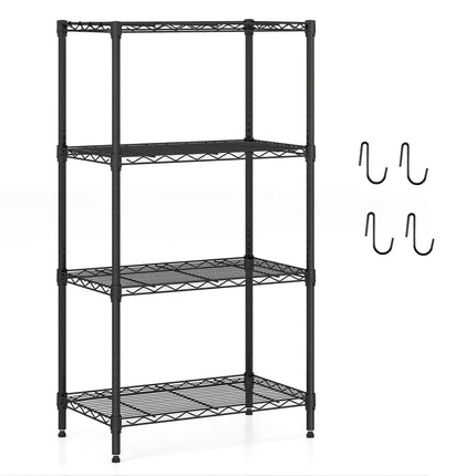 4-Tier Metal Storage Shelving Unit Set of 2 with V-Shaped Wire Rack-Black - Black - Garages