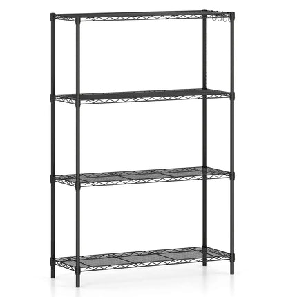 4-Tier Metal Storage Shelving Unit with V-Shaped Wire Rack and 1000 LBS Capacity-Black - Black - Garages