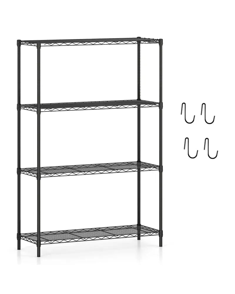 4-Tier Metal Storage Shelving Unit with V-Shaped Wire Rack and 1000 LBS Capacity-Black - Black - Garages