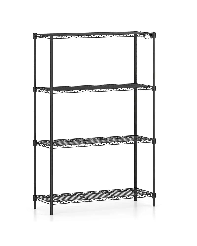 4-Tier Metal Storage Shelving Unit with V-Shaped Wire Rack and 1000 LBS Capacity-Black - Black - Garages