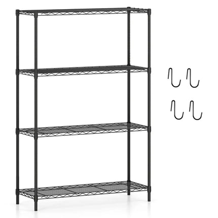 4-Tier Metal Storage Shelving Unit with V-Shaped Wire Rack and 1000 LBS Capacity-Black - Black - Garages