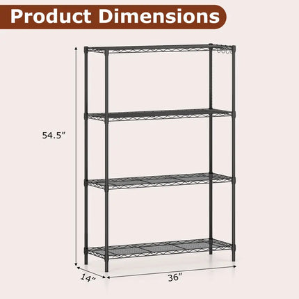 4-Tier Metal Storage Shelving Unit with V-Shaped Wire Rack and 1000 LBS Capacity-Black - Black - Garages
