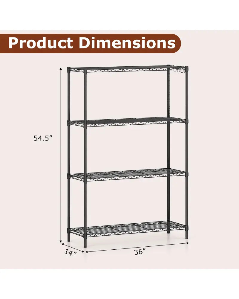 4-Tier Metal Storage Shelving Unit with V-Shaped Wire Rack and 1000 LBS Capacity-Black - Black - Garages