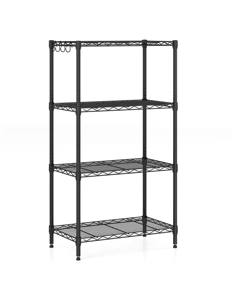 4-Tier Metal Storage Shelving Unit with V-Shaped Wire Rack and 600 LBS Capacity-Black - Black - Garages
