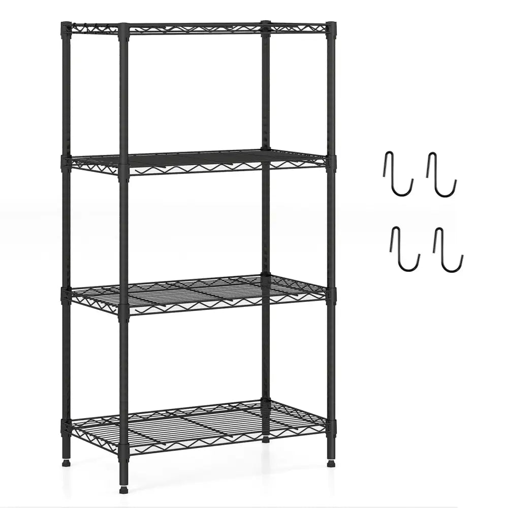 4-Tier Metal Storage Shelving Unit with V-Shaped Wire Rack and 600 LBS Capacity-Black - Black - Garages