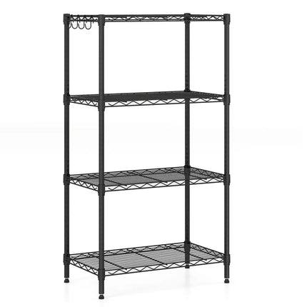 4-Tier Metal Storage Shelving Unit with V-Shaped Wire Rack and 600 LBS Capacity-Black - Black - Garages