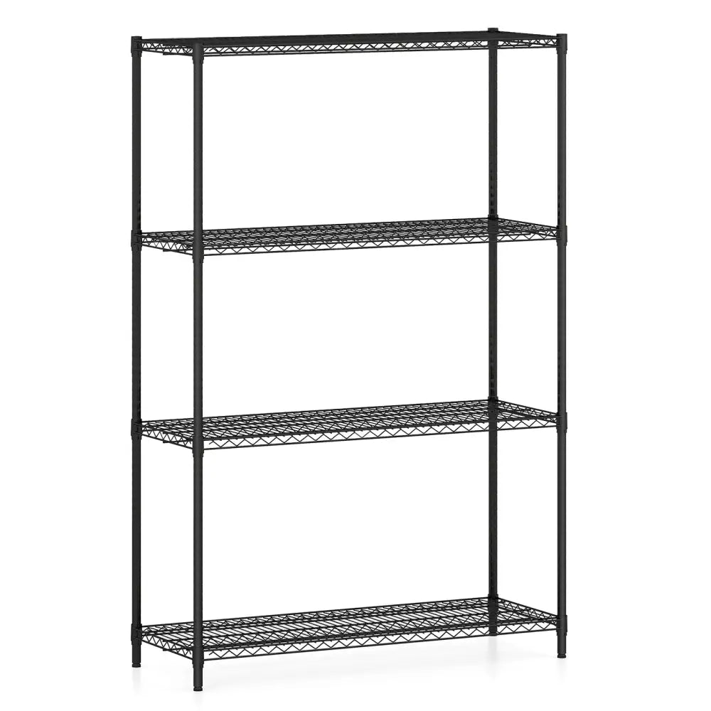 4-Tier Metal Storage Shelving Unit with V-Shaped Wire Rack-Black - Black - Baker’s Racks