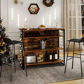 4-Tier Mini Bar Kitchen Island with Footrest and Wine Rack-Coffee - Coffee - Kitchen Islands & Carts