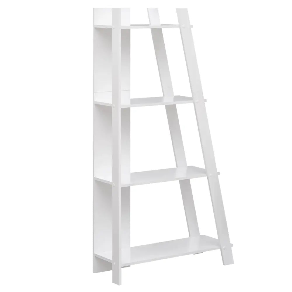 4-Tier Modern Bookshelf Wooden Vertical Display Book Shelf for Small Space-White - White - Bookcases