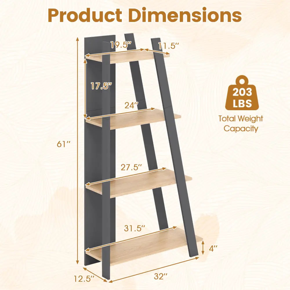4-Tier Modern Bookshelf Wooden Vertical Display Book Shelf for Small Space-Oak - Oak - Bookcases