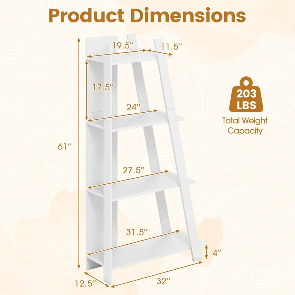 4-Tier Modern Bookshelf Wooden Vertical Display Book Shelf for Small Space-White - White - Bookcases