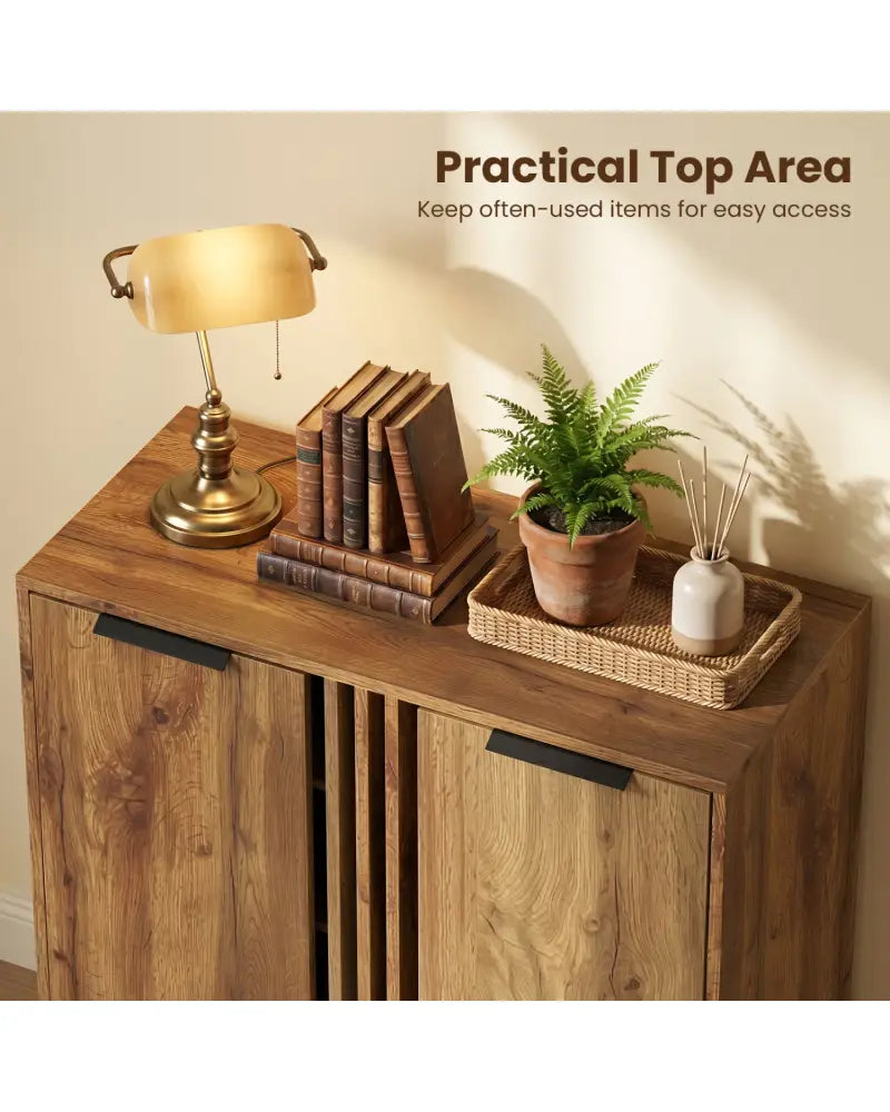 4-Tier Modern Freestanding Hidden Shoe Cabinet with 2 Doors-Natural - Natural - Shoe Racks & Storage Benches