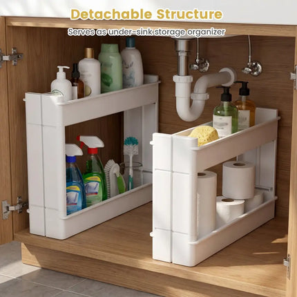 4-Tier Multifunctional Slim Storage Trolley with Detachable Trays-White Costway
