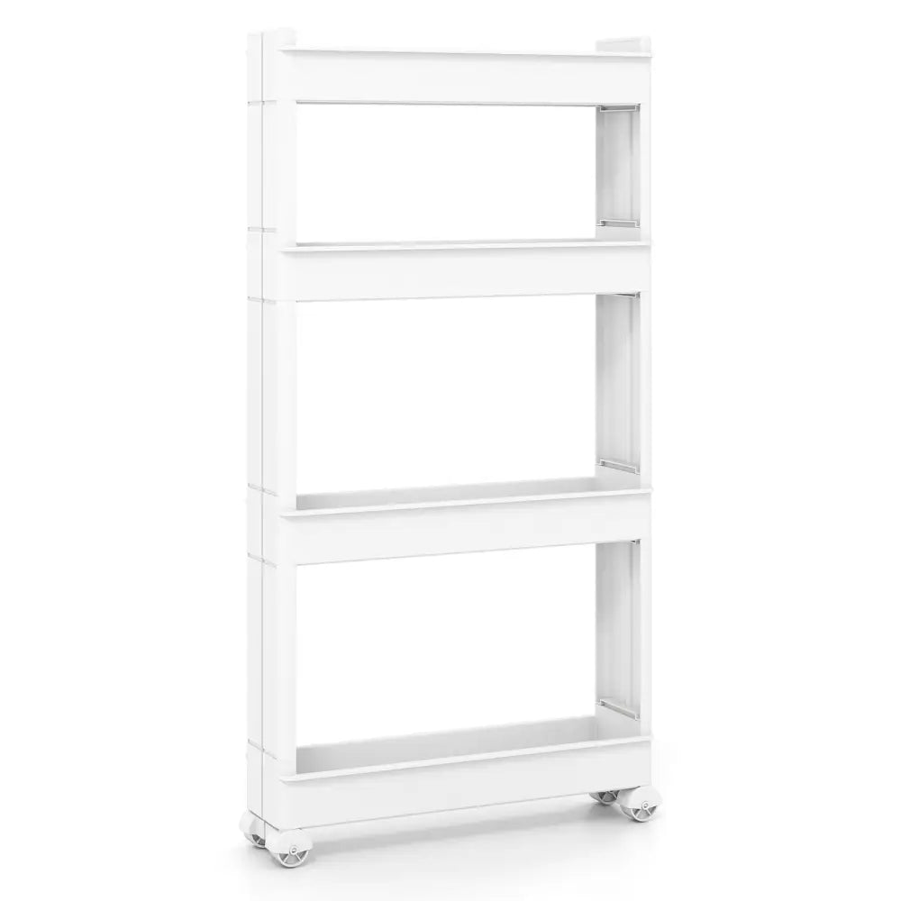 4-Tier Multifunctional Slim Storage Trolley with Detachable Trays-White - White - Kitchen Islands & Carts