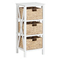 4-Tier Nightstand with 3 Seagrass Baskets Narrow X-Design-4 Tier-White - White - Nightstands