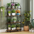 4-Tier Open Bookcase with Sturdy Metal Frame for Living Room-Rustic Brown - Rustic Brown - Bookcases
