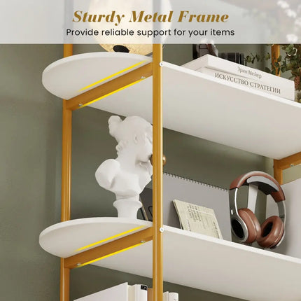 4-Tier Open Bookcase with Sturdy Metal Frame for Living Room-White & Golden Costway