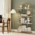4-Tier Open Bookcase with Sturdy Metal Frame for Living Room-White & Golden - White & Golden - Bookcases