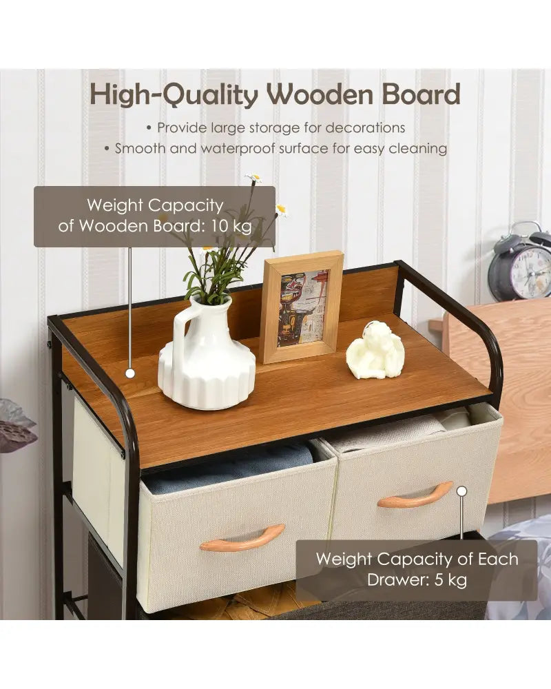 4-Tier Organizer Tower Steel Frame Wooden Top Storage with 5-Drawer Dresser-Muticolor - Multicolor - Dressers & Chests