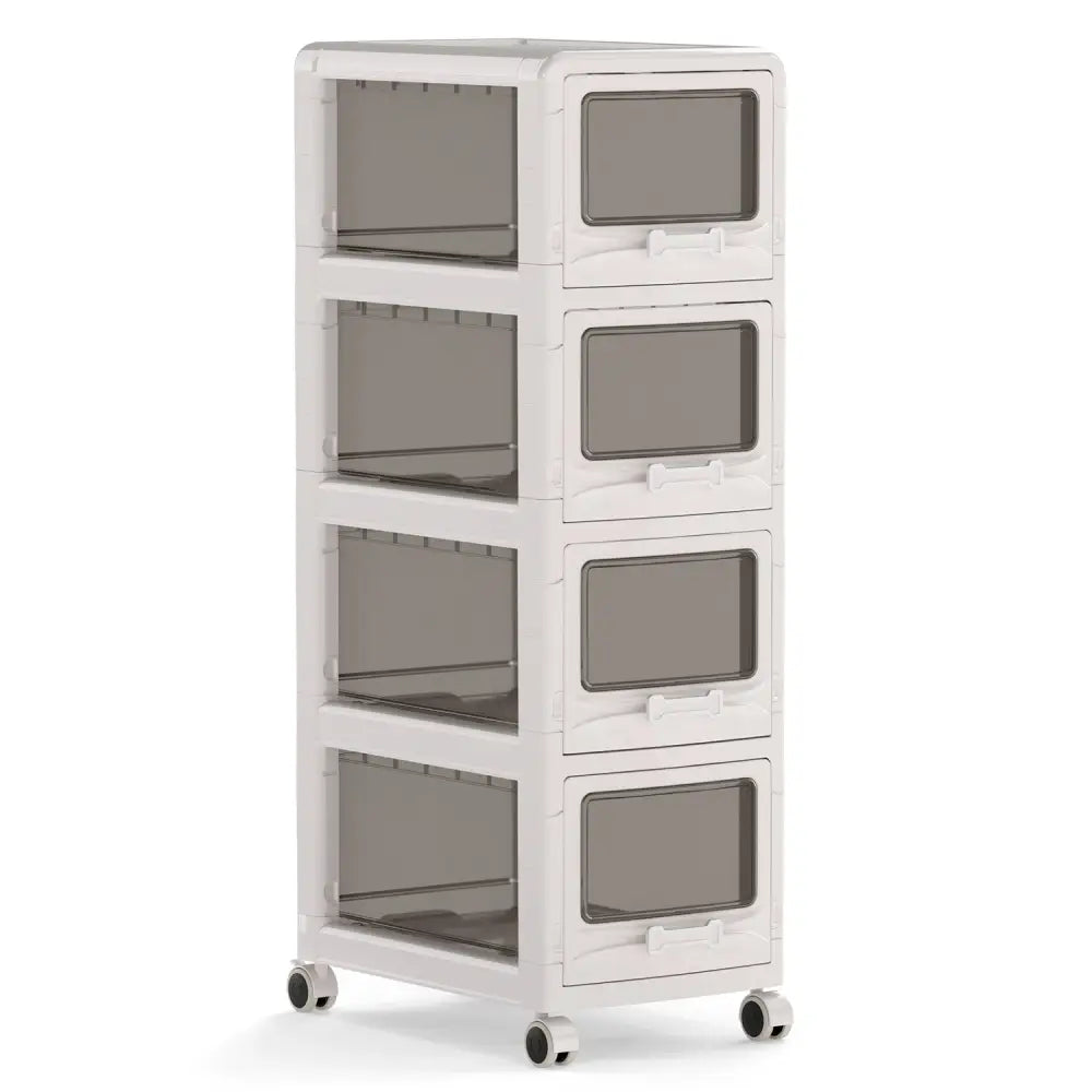 4-Tier Plastic Drawer Storage Organizer Rolling Cart with 3/4/5 Drawers and Lockable Wheels - File Cabinets