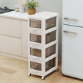 4-Tier Plastic Drawer Storage Organizer Rolling Cart with 3/4/5 Drawers and Lockable Wheels - File Cabinets