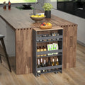 4-Tier Rolling Storage Cart Slim Kitchen Cart on Wheels with Open Shelves and Handle-Gray - Gray - Kitchen Islands &