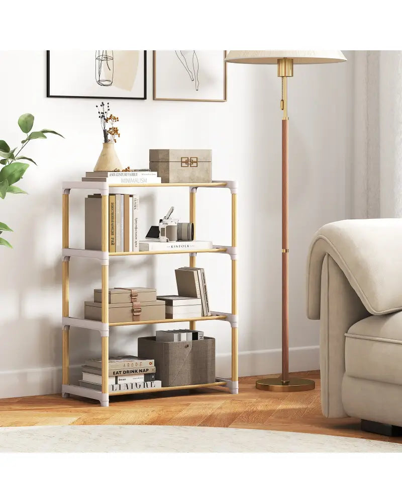 4-Tier Solid Wood Shoe Rack with Slatted Open Shelves-Gray - Gray - Shoe Racks & Storage Benches