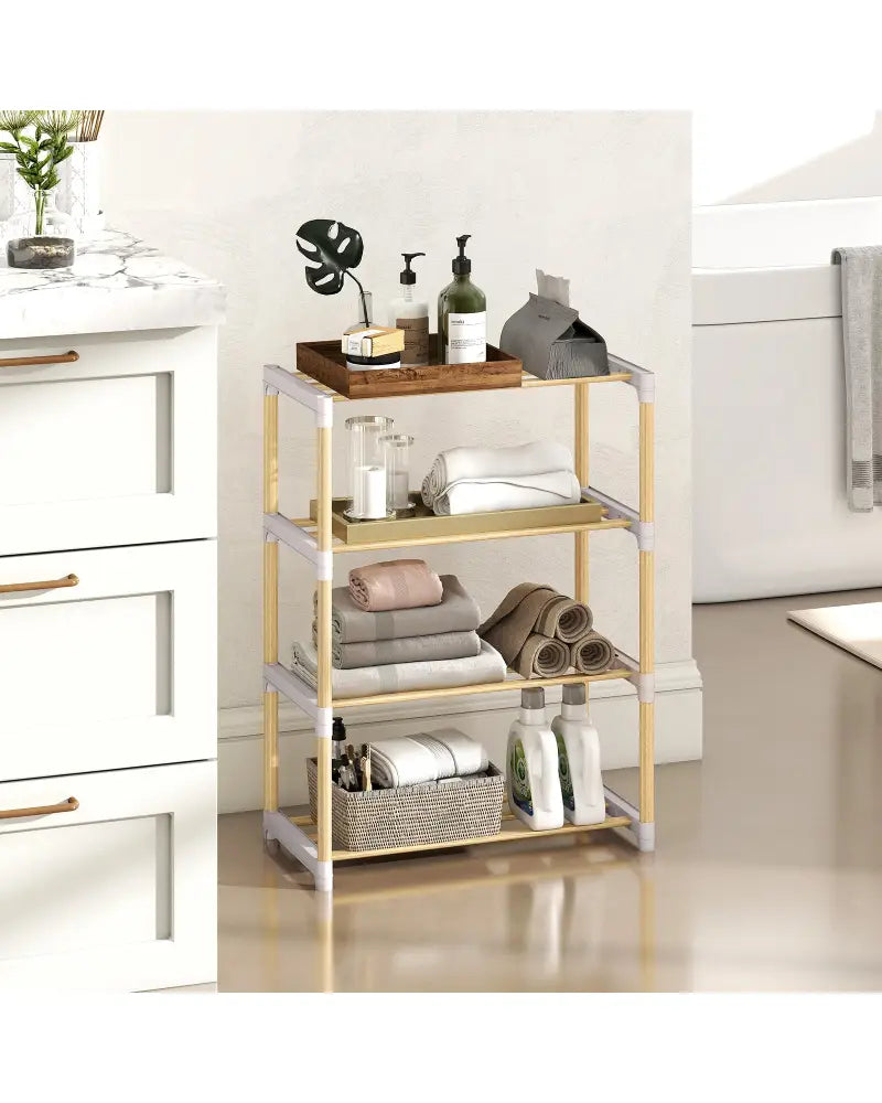 4-Tier Solid Wood Shoe Rack with Slatted Open Shelves-Gray - Gray - Shoe Racks & Storage Benches