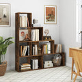 4-Tier Stepped Bookshelf Freestanding Ladder Storage Shelf with 6 Cubes-Rustic Brown - Rustic Brown - Bookcases