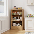 4-Tier Storage Bookcase with Open Shelves Drawer and Anti-toppling Device-Natural - Natural - Bookcases