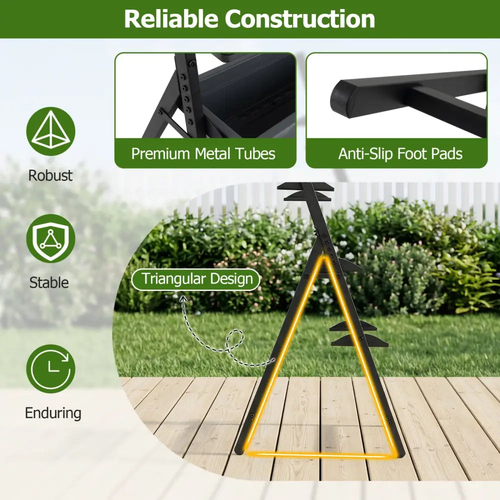 4-Tier Vertical Raised Garden Bed with 4 Containers and Drainage Holes-Black - Black - Raised Garden Beds