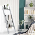4-Tier Wall Leaning Ladder Shelf Stand-Gray - Gray - Towel Racks