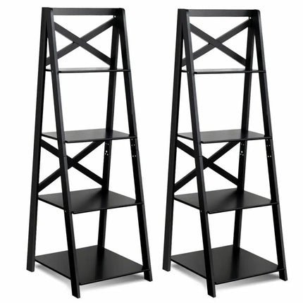 4-Tier Wood Display Storage Bookshelf-Black Costway