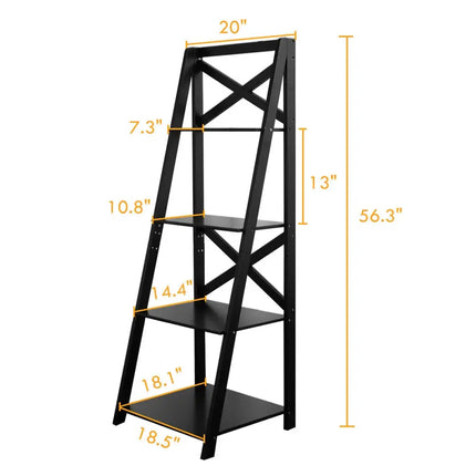 4-Tier Wood Display Storage Bookshelf-Black Costway