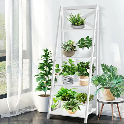 4-Tier Wood Display Storage Bookshelf-White Costway