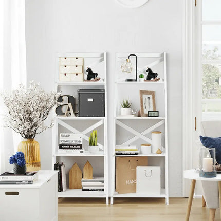 4-Tier Wood Display Storage Bookshelf-White Costway