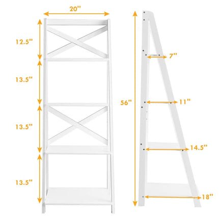 4-Tier Wood Display Storage Bookshelf-White Costway