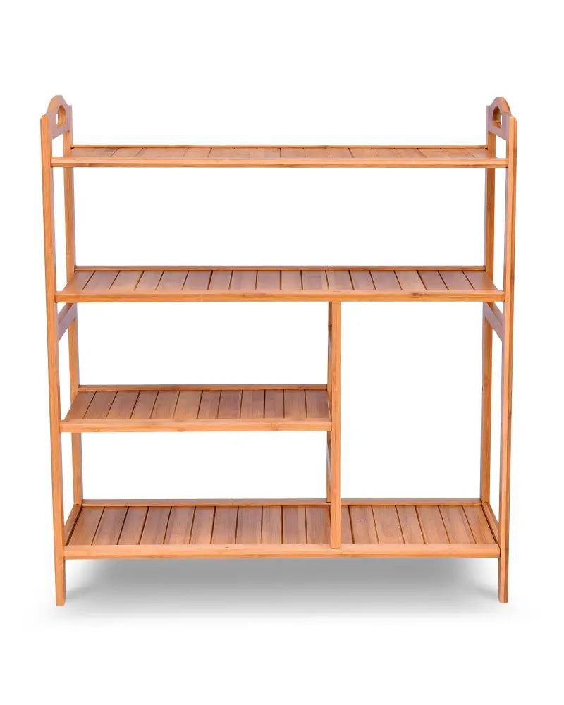 4 Tiers Multifunction Bamboo Storage Shoe Rack for Entryway Hallway - Natural - Shoe Racks & Storage Benches