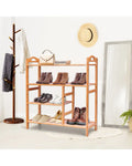 4 Tiers Multifunction Bamboo Storage Shoe Rack for Entryway Hallway - Natural - Shoe Racks & Storage Benches
