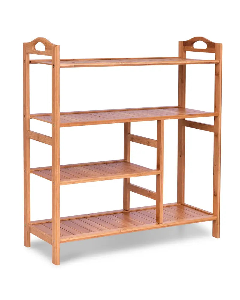 4 Tiers Multifunction Bamboo Storage Shoe Rack for Entryway Hallway - Natural - Shoe Racks & Storage Benches