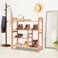 4 Tiers Multifunction Bamboo Storage Shoe Rack for Entryway Hallway - Natural - Shoe Racks & Storage Benches