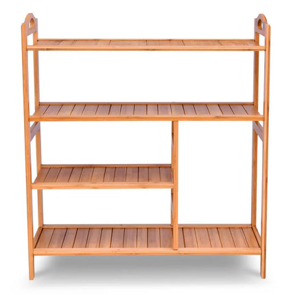 4 Tiers Multifunction Bamboo Storage Shoe Rack for Entryway Hallway - Natural - Shoe Racks & Storage Benches