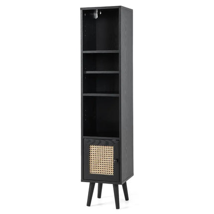 4 Tiers Rattan Storage Cabinet with Slim Design-Black Costway