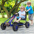 4 Wheel Pedal Powered Ride On with Adjustable Seat-Blue - Blue - Push & Pedal Ride On Toys
